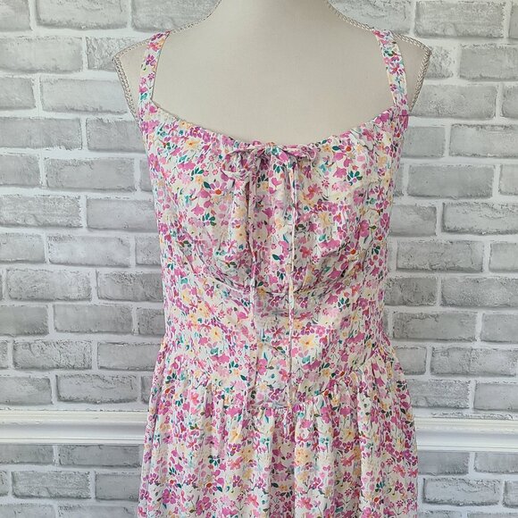 Scarlett Darkness Corset Waist Smocked Back Floral Maxi Dress Cottage NEW 2XL - Picture 2 of 8